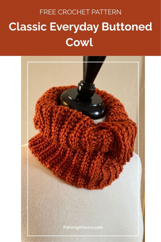 Classic Everyday Buttoned Cowl Crochet Pattern by Pattern Princess 1