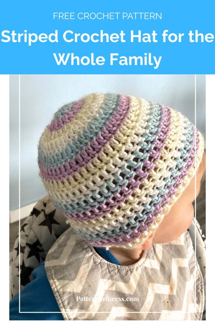 Striped Crochet Hat for the Whole Family by Pattern Princess 1