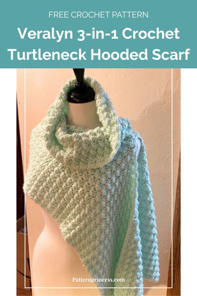 Veralyn 3-in-1 Crochet Turtleneck Hooded Scarf Pattern by Pattern Princess 1