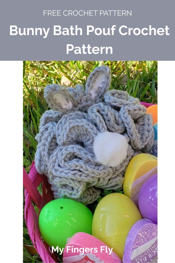 Bunny Bath Pouf Crochet Pattern from My Fingers Fly 1