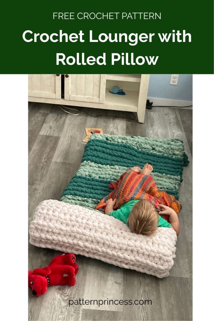 Crochet Lounger with Rolled Pillow - Floor Mat from Pattern Princess 1