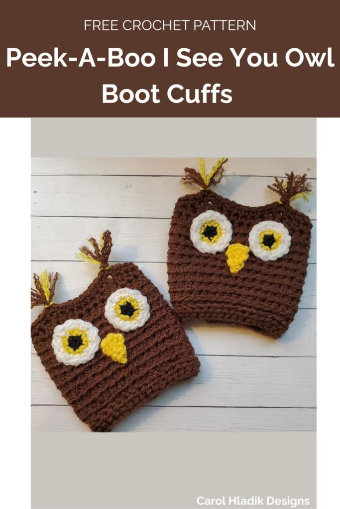 Peek-A-Boo I See You Owl Boot Cuffs from Carol Hladik Designs 1