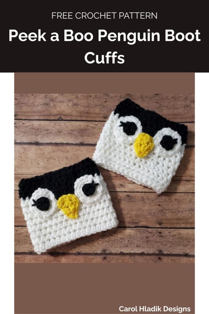 Peek a Boo Penguin Boot Cuffs from Carol Hladik Designs 1