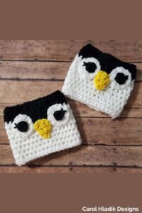Peek a Boo Penguin Boot Cuffs from Carol Hladik Designs