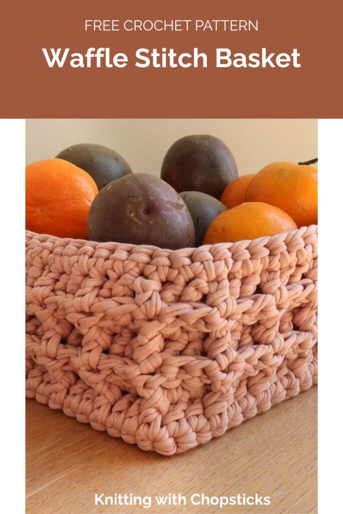 Waffle Stitch Basket from Knitting with Chopsticks 1