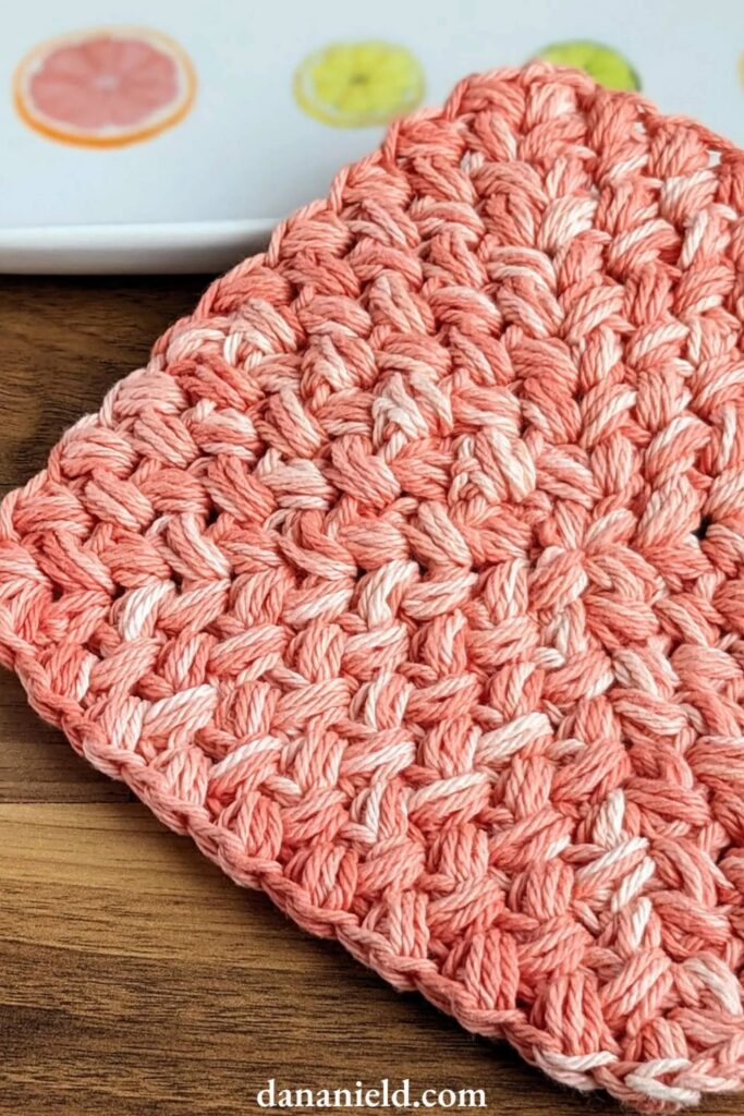 Center Out Bean Stitch Crochet Dishcloth from Dana Nield Designs