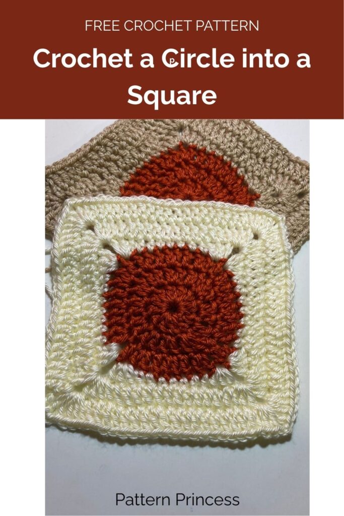 Crochet a Circle into a Square – Easy Tutorial from Pattern Princess 1