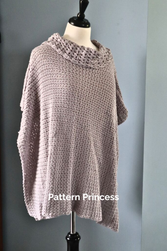 Pebble Path Crochet Poncho with Collar from Pattern Princess