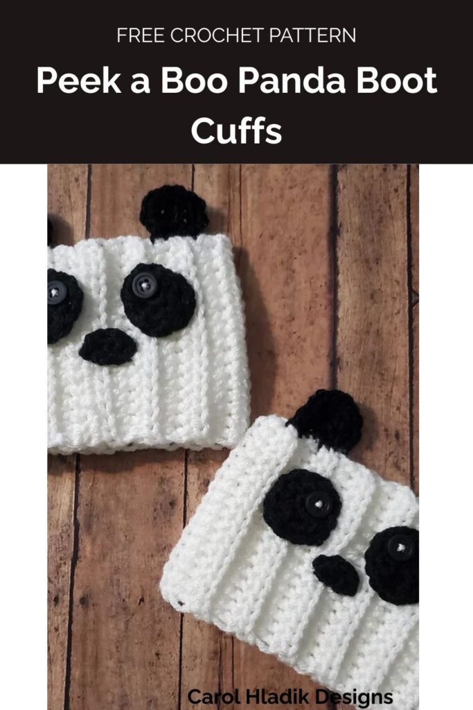 Peek a Boo Panda Boot Cuffs from Carol Hladik Designs 1