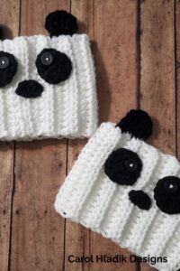 Peek a Boo Panda Boot Cuffs from Carol Hladik Designs