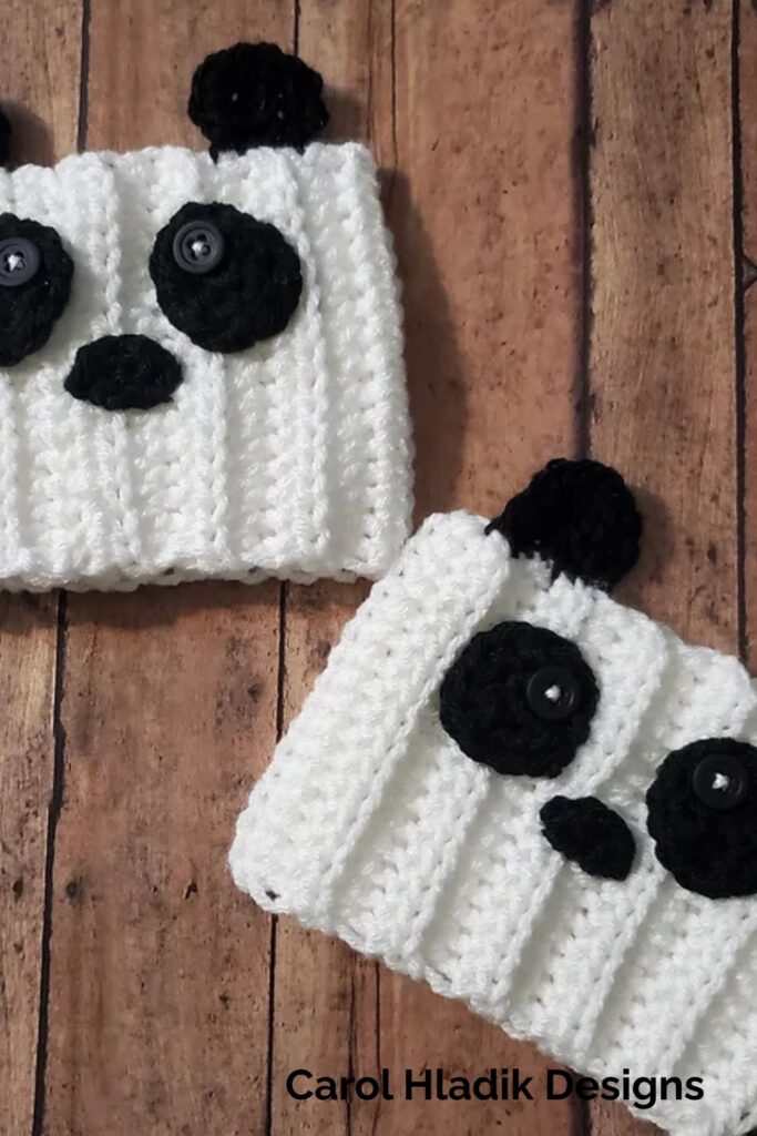 Peek a Boo Panda Boot Cuffs from Carol Hladik Designs