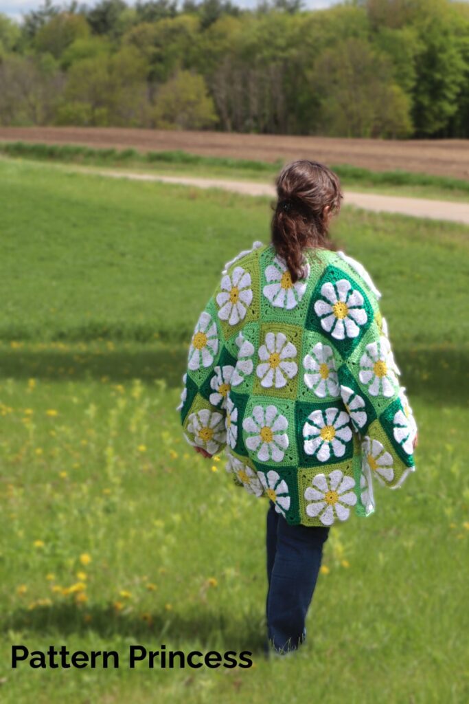Retro Daisy Granny Flower Cardigan from Pattern Princess