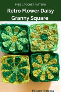 Retro Flower Daisy Granny Square Free Pattern from Pattern Princess