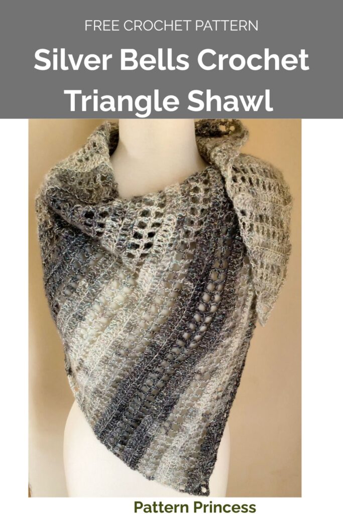 Silver Bells Crochet Triangle Shawl from Pattern Princess