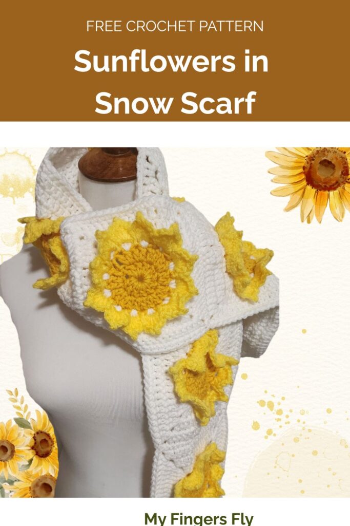 Sunflowers in Snow Scarf from My Fingers Fly