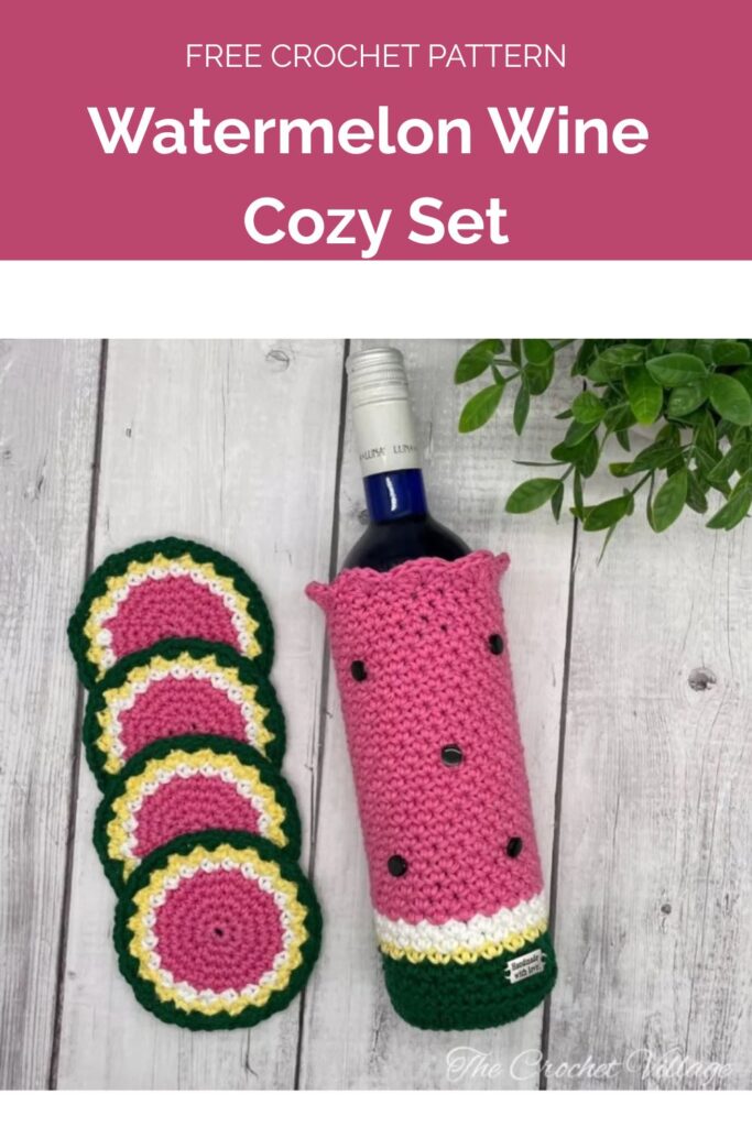 Watermelon Wine Cozy Set from The Crochet Village