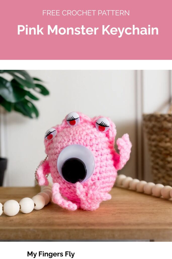 Pink Monster Keychain from My Fingers Fly