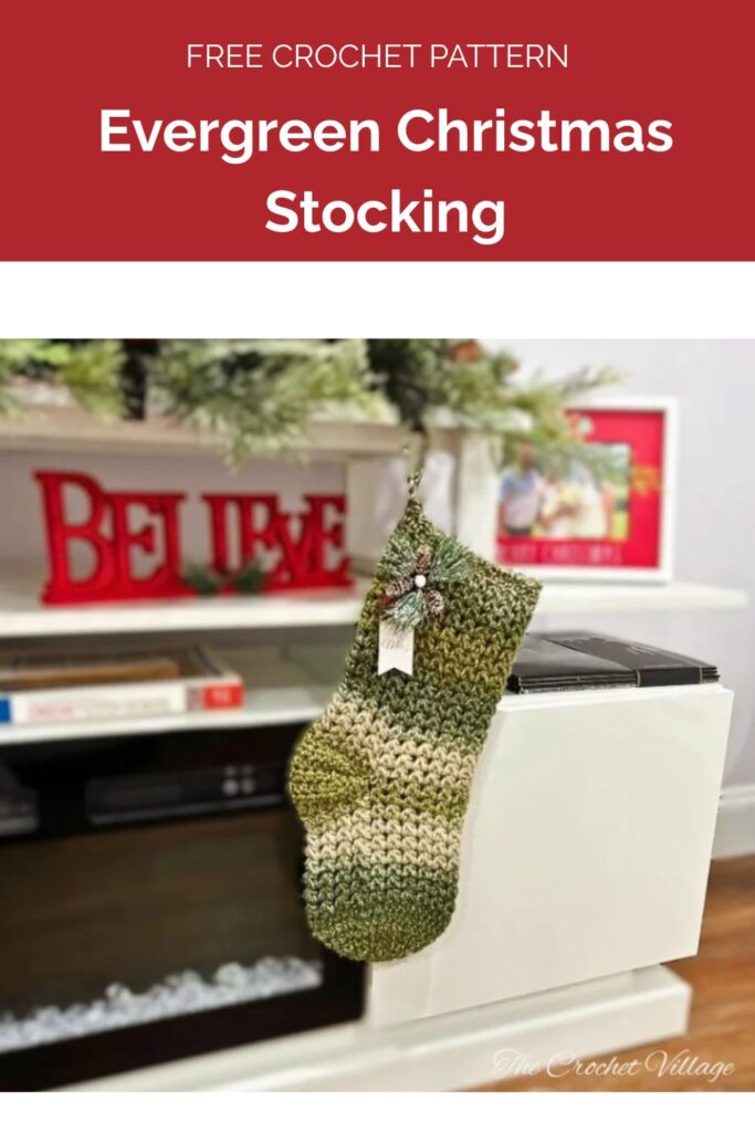 Evergreen Christmas Stocking from The crochet Village