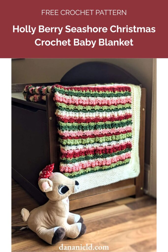 Holly Berry Seashore Christmas Crochet Baby Blanket from Dana Nield Designs 1
