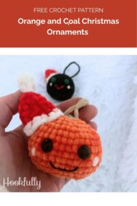Orange and Coal Christmas Ornaments from Hookfully