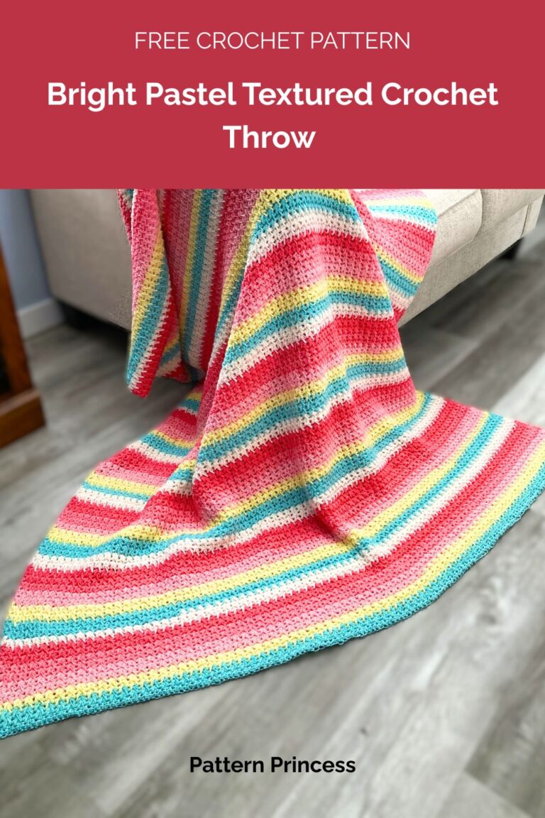 Bright Pastel Textured Crochet Throw Pattern from Pattern Princess