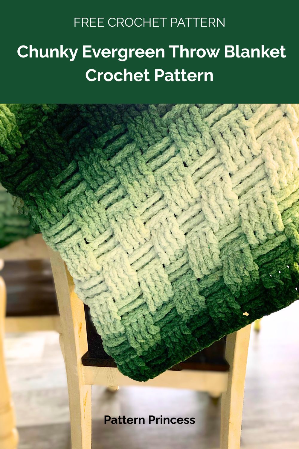 Chunky Evergreen Throw Blanket Crochet Pattern