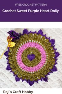 Crochet Sweet Purple Heart Doily from Raji's Craft Hobby