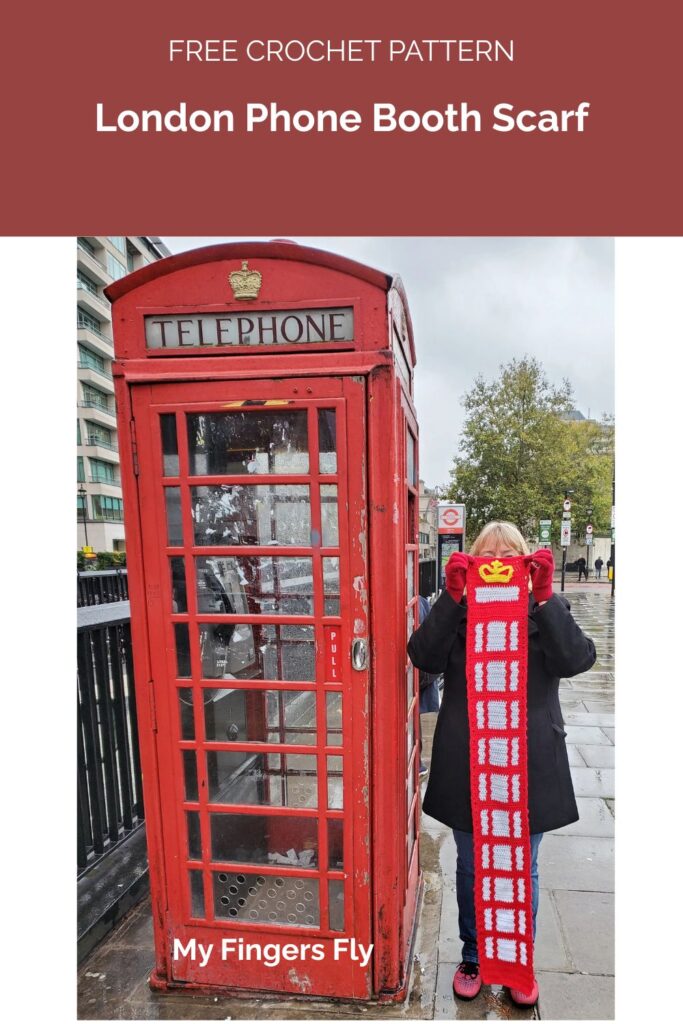 London Phone Booth Scarf Crochet Pattern from My Fingers Fly