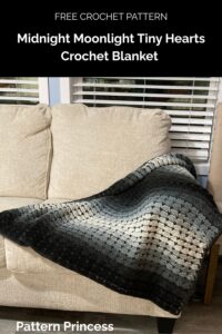 Midnight Moonlight Tiny Hearts Crochet Blanket from Pattern Princess