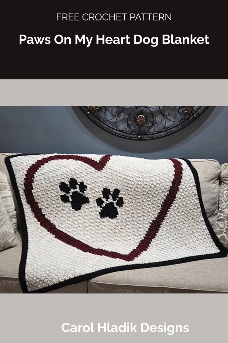 Paws On My Heart Dog Blanket Crochet Pattern
