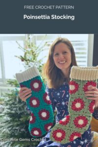 Poinsettia Stocking Crochet Pattern from Concrete Gems Crochet