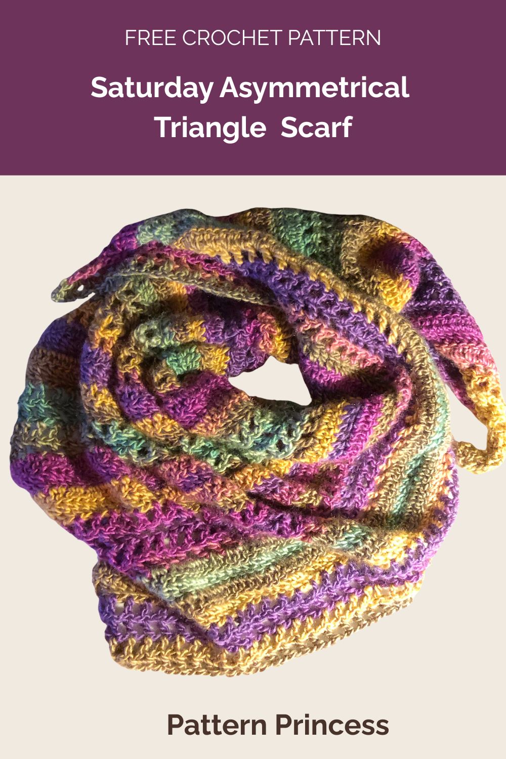 Saturday Asymmetrical Triangle Scarf Crochet Pattern