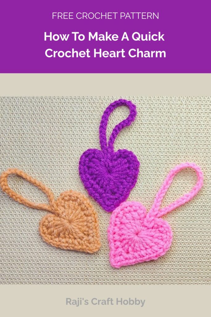 How To Make A Quick Crochet Heart Charm from Raji's Craft Hobby