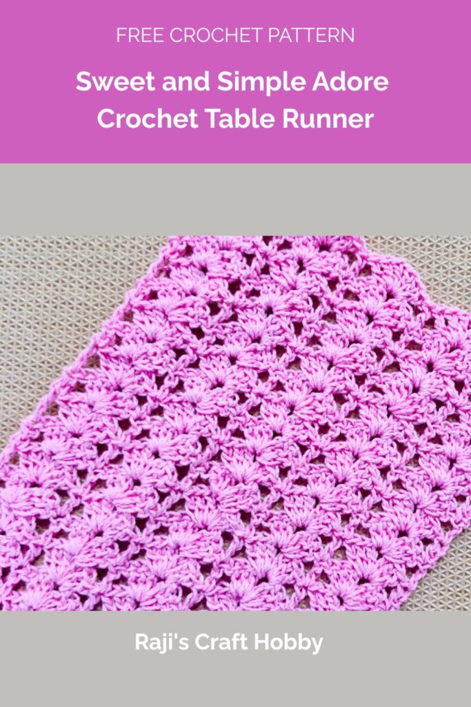 Sweet and Simple Adore Crochet Table Runner from Raji's Craft Hobby