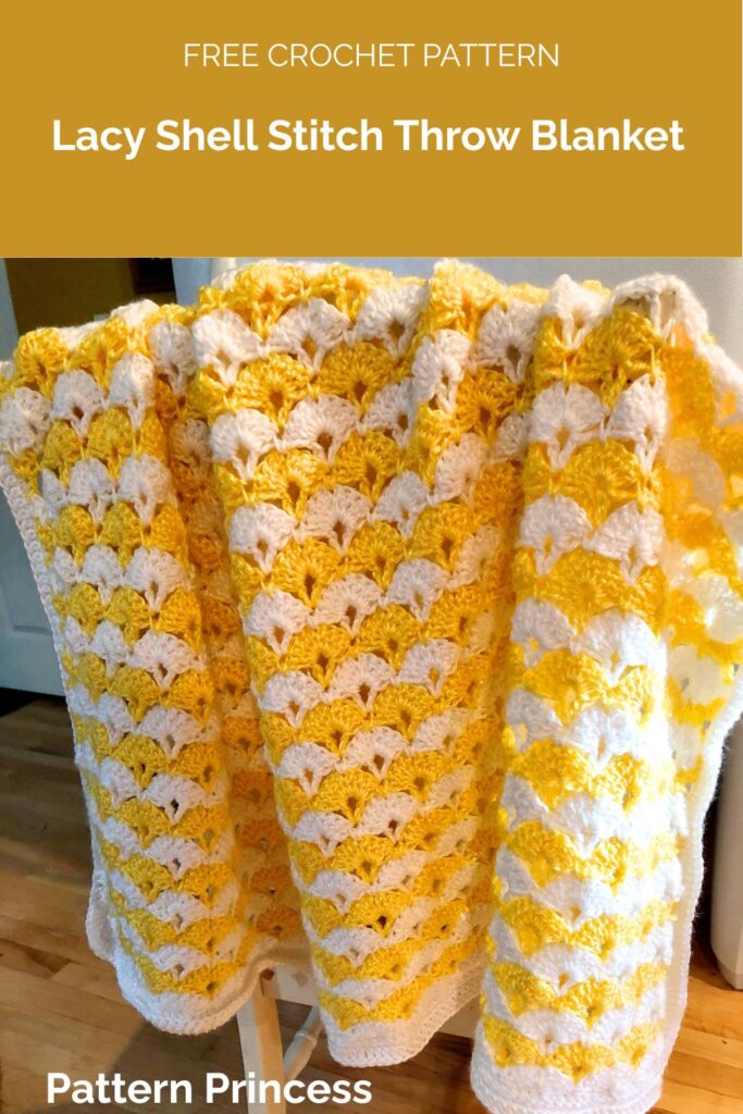 Lacy Shell Stitch Throw Blanket from Pattern Princess