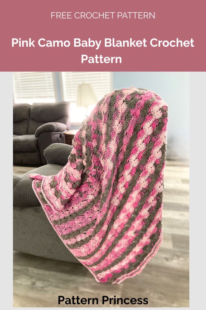 Pink Camo Baby Blanket Crochet Pattern from Pattern Princess