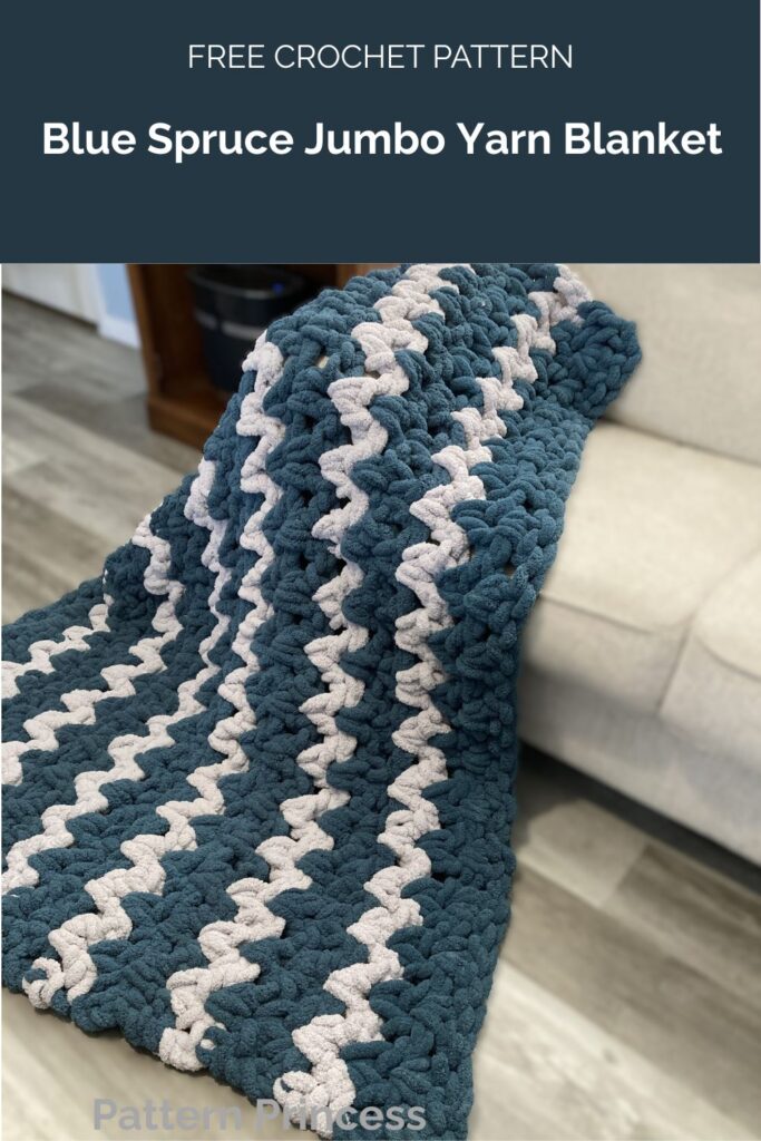 Blue Spruce Jumbo Yarn Blanket Crochet Pattern from Pattern Princess