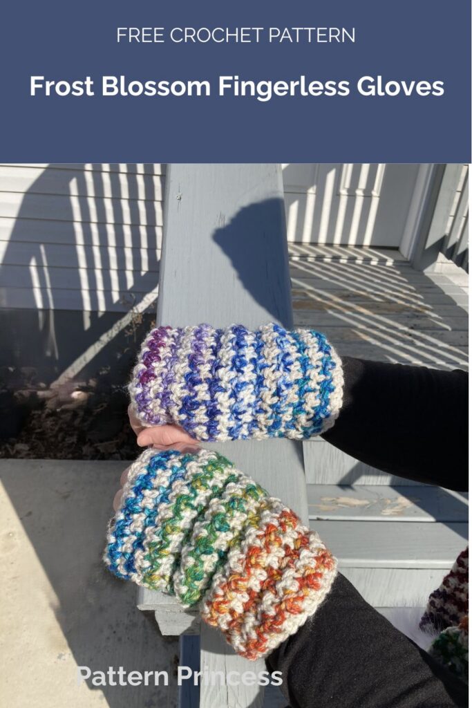 Frost Blossom Fingerless Gloves Crochet Pattern from Pattern Princess