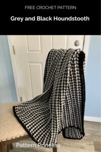 Grey and Black Houndstooth Crochet Blanket Pattern from Pattern Princess