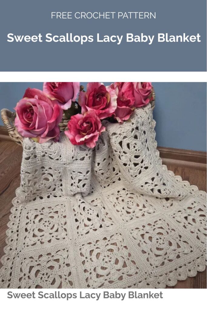 Sweet Scallops Lacy Baby Blanket from Carol Hladik Designs