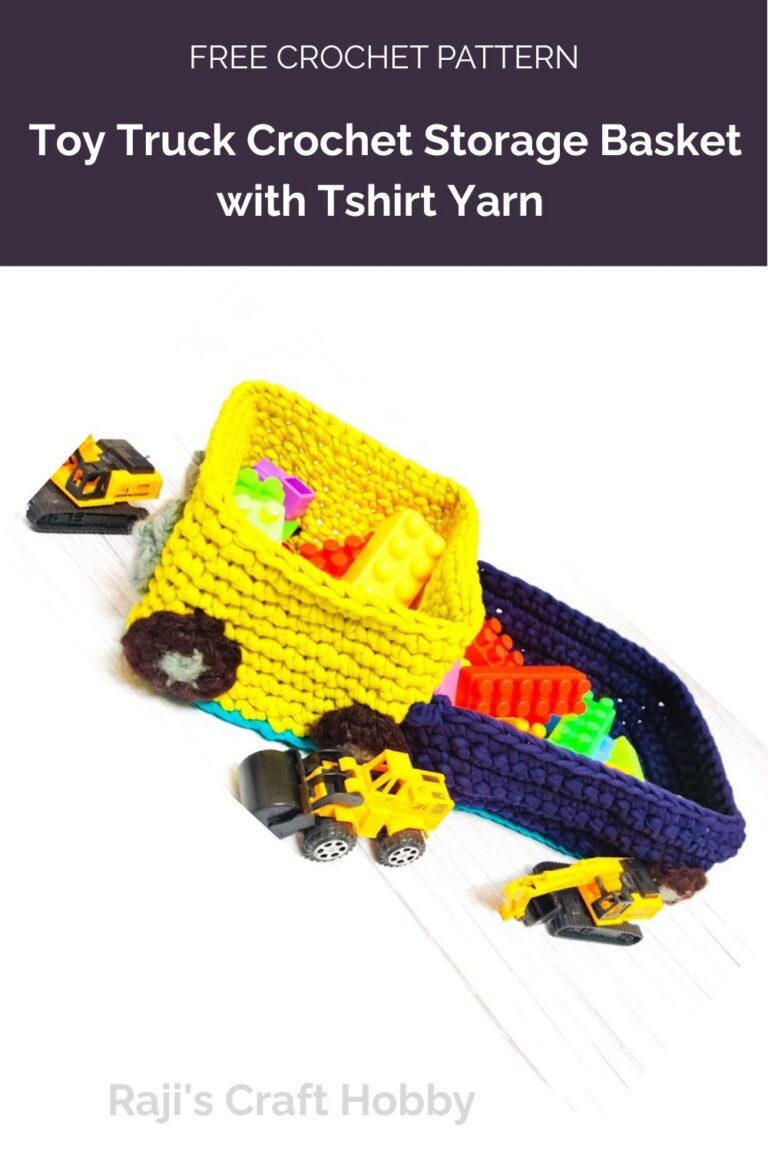 Toy Truck Crochet Storage Basket with Tshirt Yarn from Raji's Craft Hobby