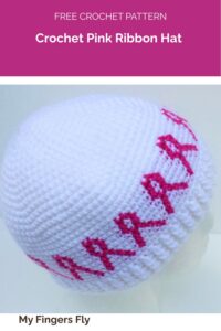 Crochet Pink Ribbon Hat from My Fingers Fly