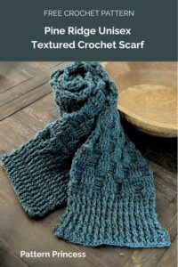 Pine Ridge Unisex Textured Crochet Scarf from Pattern Princess