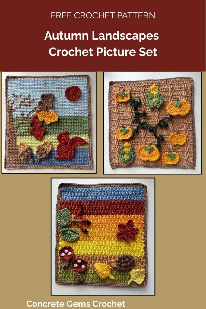 Autumn Landscapes Crochet Picture Set from Concrete Gems Crochet
