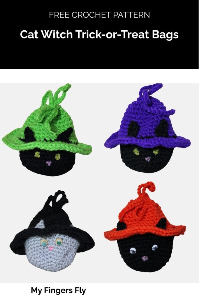 Cat Witch Trick-or-Treat Bags from My Fingers Fly