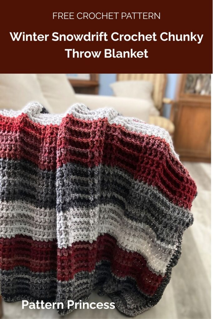 Winter Snowdrift Crochet Chunky Throw Blanket from Pattern Princess