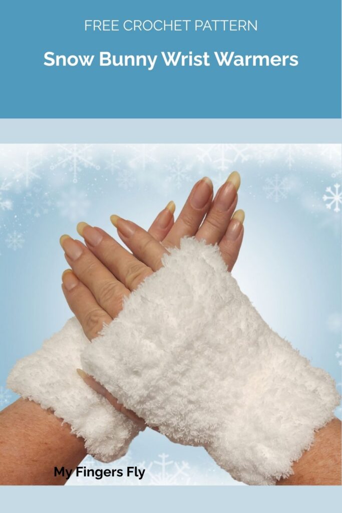 Snow Bunny Wrist Warmers from My Fingers Fly
